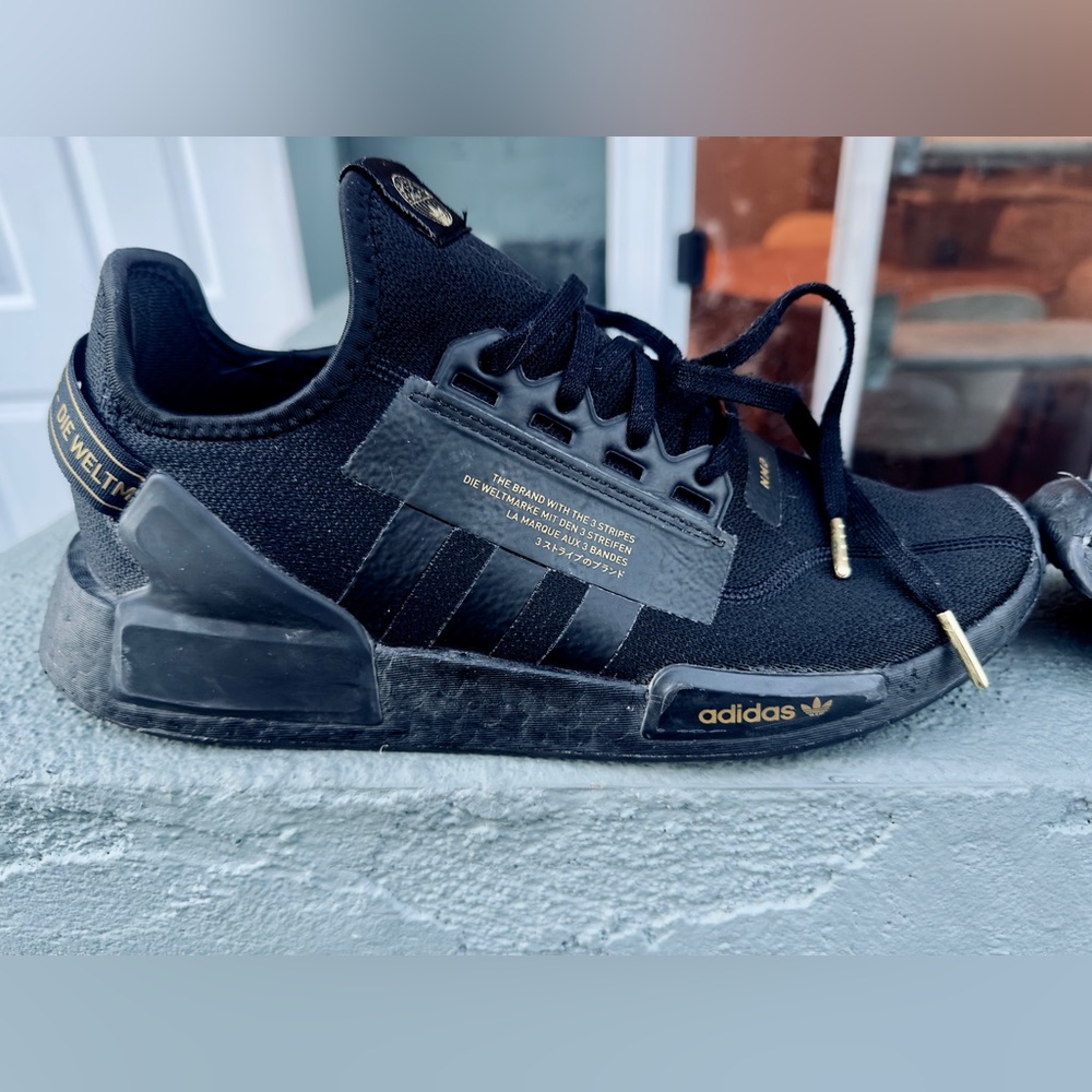 Adidas Men's Black NMD Sneakers with Gold Details Size 11